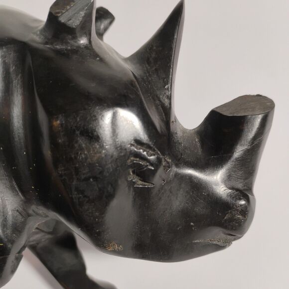 Hand Carved Solid Wood Rhino Sculpture Wildlife Small Figure animal 9” - Picture 14 of 16